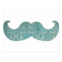 Blue Moustache - Vintage Damask Postcards