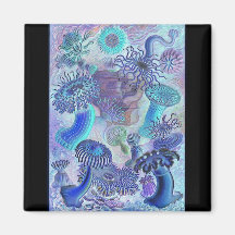 Blue Mushrooms Fridge Magnet