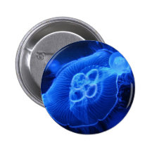 Blue Neon Jellyfish Buttons