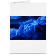 Blue Neon Jellyfish Greeting Card