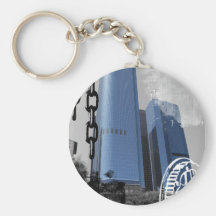 Blue Office Buildings Keychains