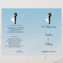 Blue Ombre Silhouette Formal Wedding Program Flyers