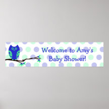 Blue Owl Custom Baby Shower Sign Posters