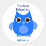 Blue  Owl Round Stickers