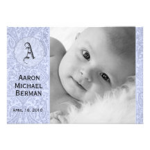 Blue Paisley Baby Boy Announcement