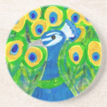 Blue Peacock Beverage Coasters