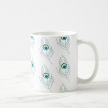 Blue Peacock Feather Print Mug