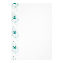 Blue Peacock Feather Print Vertical Invitaiton Announcement