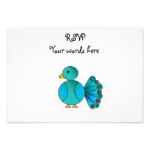 Blue peacock personalized announcement