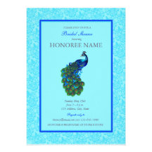 Blue Peacock Shower Invite