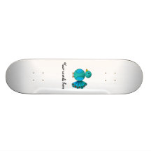 Blue peacock skate board deck