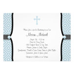 Blue Pearl Cross Black Blue Christening Announcements