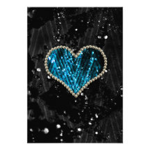 Blue Pearl Heart Personalised Invitation