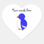Blue penguin heart sticker