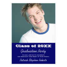 Blue Photo Graduation Invite for Son