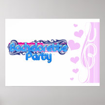 blue pink bachelorette wedding bridal shower party posters