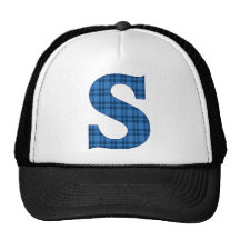 Blue Plaid Initial S Trucker Hat