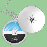 blue plaids monogram necklace necklaces