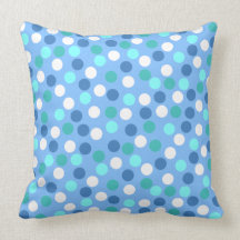Blue Polka Dot Throw Pillow