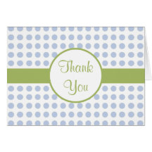 Blue Polka Dots with Green Thank You Card