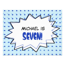 Blue Pop Art Birthday Party Invitation