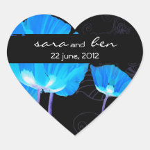 Blue Poppies Wedding Sticker
