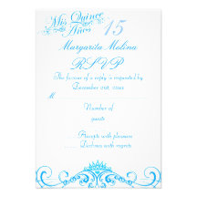Blue Princess Tiara Quinceanera RSVP Invite