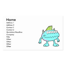 blue punk mohawk monster many eyes business card templates