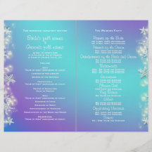 Blue purple beach starfish wedding flyers