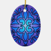 Blue Purple Stainded Glass Style Design Christmas Ornament