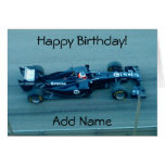 Blue Racing Car Birthday Card