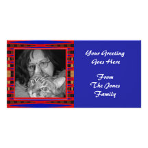 blue red frame custom photo card
