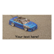 Blue remote toy car customized photo card