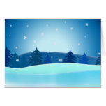 Blue Retro Christmas Trees Greeting Cards
