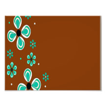Blue Retro Flowers Photo Art