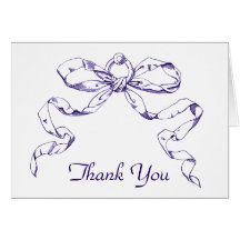 Blue Ribbons and Bows Thank You Note Cards