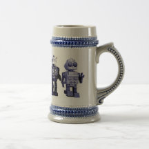 blue robots stein mug