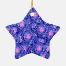 Blue roses christmas tree ornament
