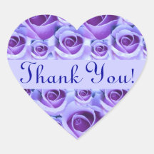 Blue Roses Heart Thank You Wedding Sticker