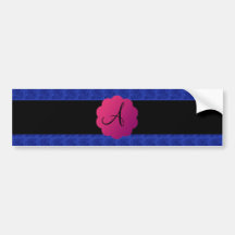 Blue roses monogram bumper sticker