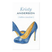 Blue Satin High Heels Business Card