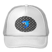 Blue shark black and white skulls pattern hats
