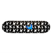 Blue shark black and white skulls pattern skate board decks
