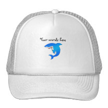Blue shark trucker hat