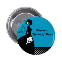 Blue Silhouette Bride Matron of Honour Button