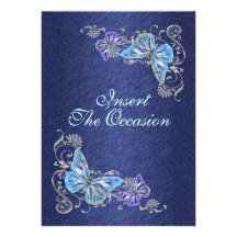 Blue silver birthday engagement wedding announcements