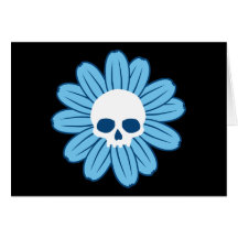 Blue Skull Daisy Cards