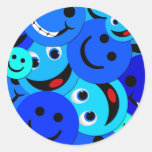 BLUE SMILEYS COLLAGE ROUND STICKERS