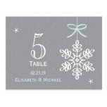 Blue Snowflake Wedding Reception Table Number Card Postcards