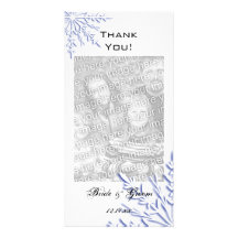 Blue Snowflake Wedding Thank You Photo Card